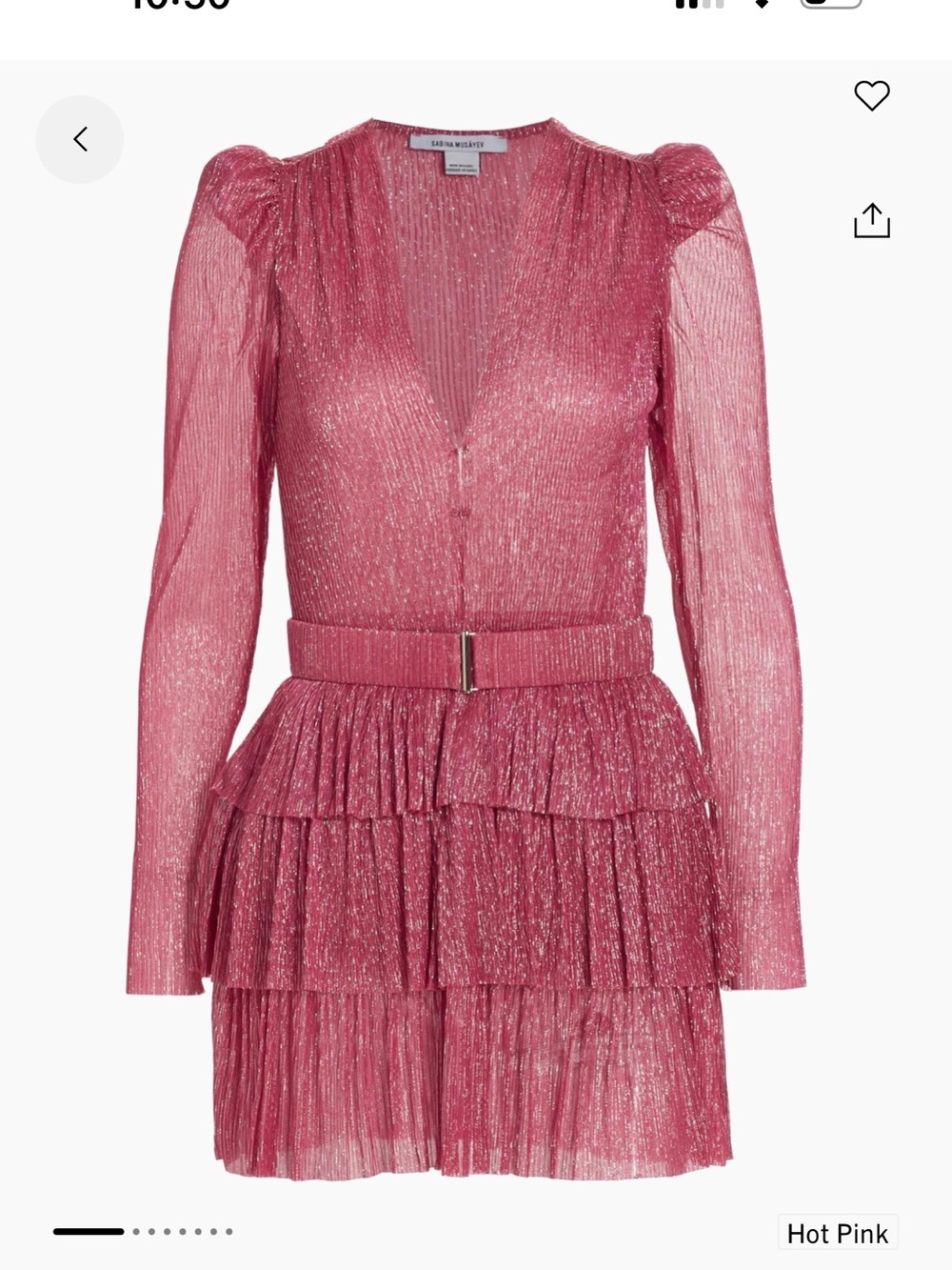 Sabina Musayev Girls' Hot Pink Tiered Metallic Dress with Belt